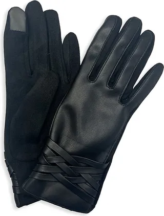 Crossover Vegan Leather Touch Screen Gloves