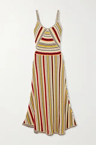 Zimmermann - Vitali Striped Crochet-knit Cotton Maxi Dress - Red