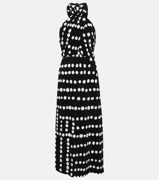 Printed halterneck midi dress