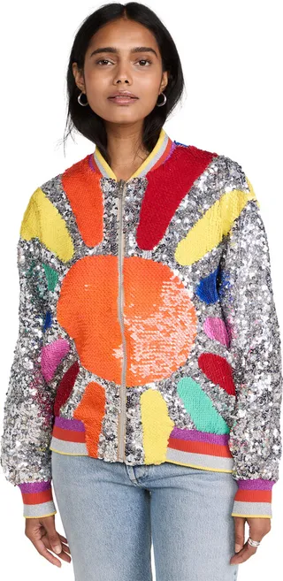 Mira Mikati Hand Embroidered Sequined Bomber Jacket