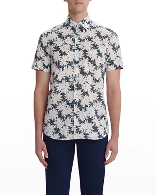 Men's Orson Shaped Short-Sleeve Comfort Stretch Shirt - Floral