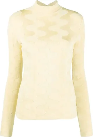Wave Pattern Turtle Neck Top