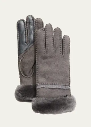 Seamed Touchscreen Shearling-Lined Gloves