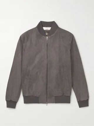 Ivy Padded Suede Bomber Jacket