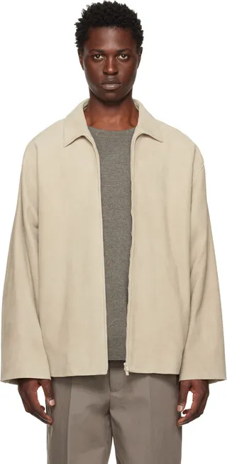 Fear of God Beige Zip Suede Jacket