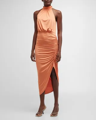 Sylvie Ruched Halter Midi Dress