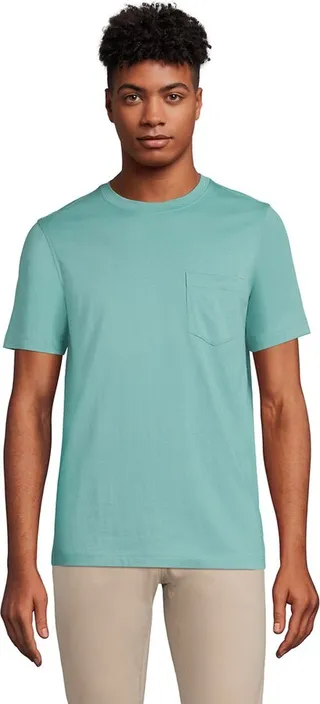 Lands' End Men's Short Sleeve Supima Tee With Pocket - 2X Large - Teal Shadow