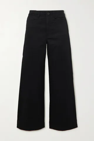 Proenza Schouler White Label - Cropped Cotton-blend Twill Wide-leg Pants - Black