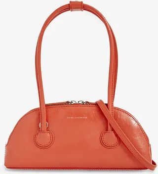 Womens Tangerine Crinkle Bessette Crinkled Leather Shoulder bag