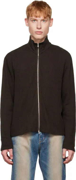 Our Legacy Brown Shrunken Zip-Up Sweater