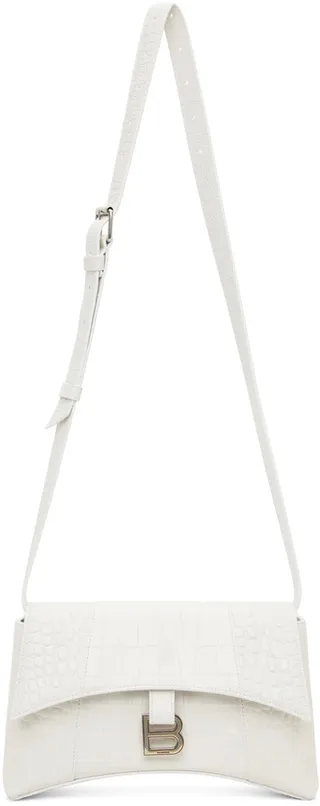 Balenciaga White Croc XS Hourglass Bag