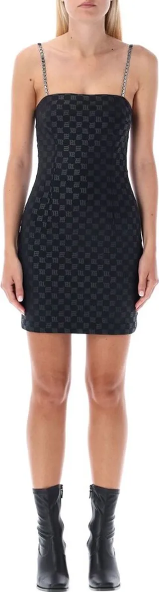 Misbhv All-Over Logo Spaghetti Chain Strap Mini Dress