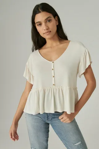 Short Sleeve Button Top