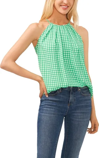 CeCe Women's Pleated Halter Top