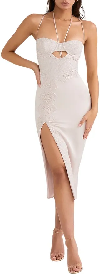 Lace Cutout Body-Con Dress