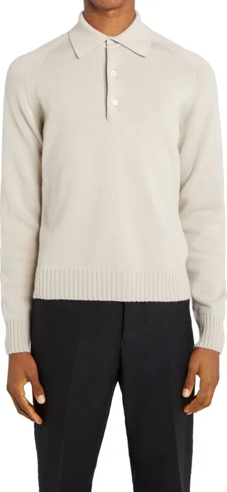 Seamless Cashmere Polo Sweater