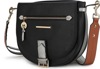 MKF Collection by Mia K Drew Vegan Leather Color Block Women’s Shoulder Handbag - Black