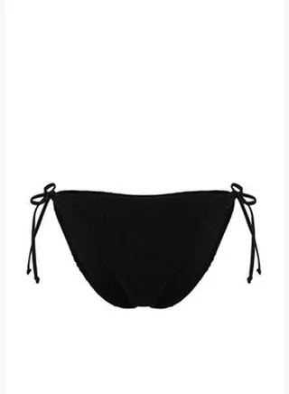 Black Tied Textured Bikini Bottoms