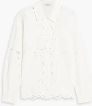 Brielle broderie anglaise cotton and linen-blend shirt