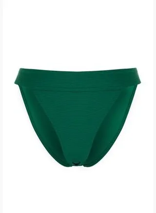 Green Textured High Leg Bikini Bottom