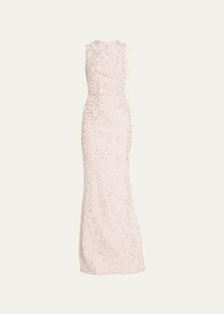 Metallic Jacquard Cutout Gown