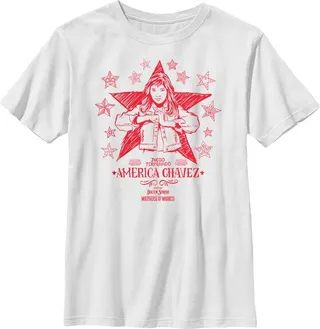 Boy's Marvel Doctor Strange in the Multiverse of Madness America Sketch T-Shirt - White - Large