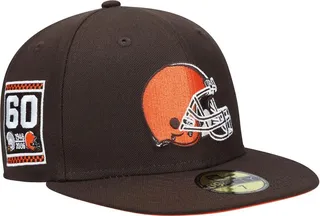 Men's New Era Brown Cleveland Browns 60th Anniversary Patch Team 59FIFTY Fitted Hat