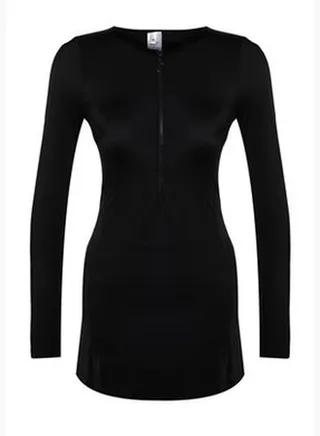 Black Skirt Long Sleeve Surf Swimsuit