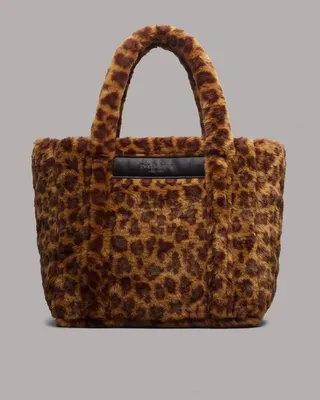 Small Cloud Tote - Leopard Faux Fur