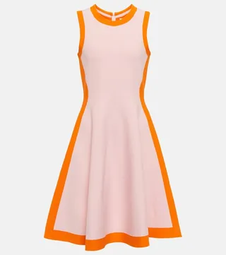 Colorblocked flared minidress