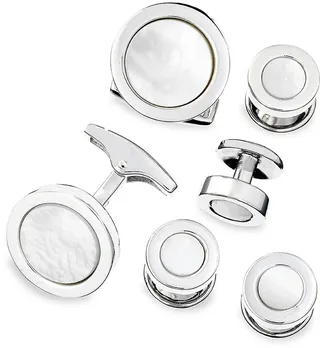 Classic Round Mother Of Pearl 6-Piece Formal Cufflink & Tuxedo Stud Set