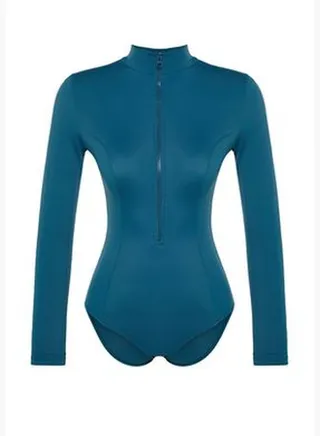 Oil Zipper Long Sleeve Surf Swimsuit
