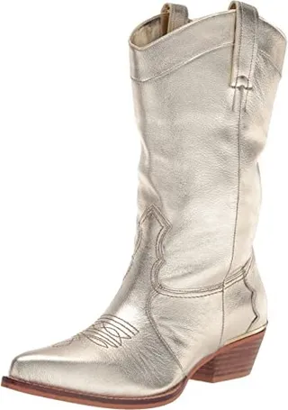 DKNY Women's Essential Smooth Metallic Leather Boot Combat