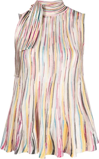 Tie-Fastening Knitted Top