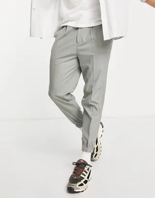 ASOS DESIGN smart tapered sweatpants in dusky green