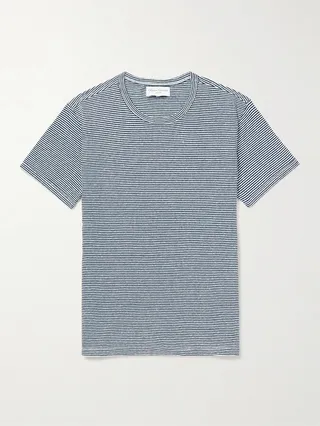 Striped Cotton and Linen-Blend T-Shirt