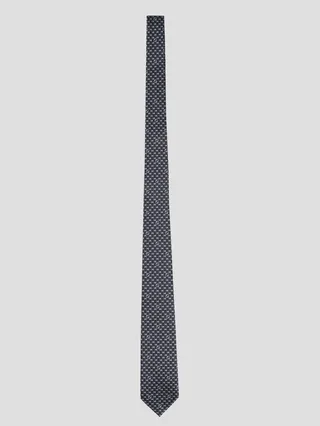 Gucci silk tie with Round Interlocking G and geometric print.