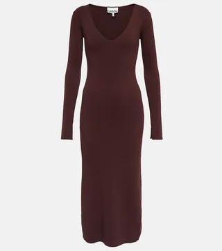 Ribbed-knit midi dress