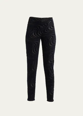 Swirl Jacquard Slim-Leg Crop Pants