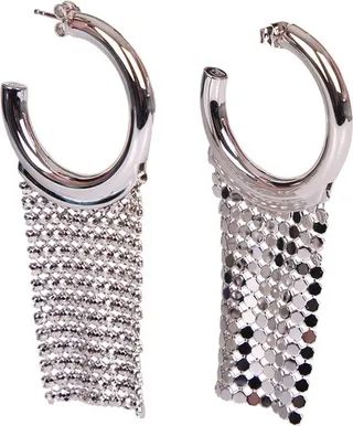 Paco Rabanne Mesh-Trimmed Hoop Hanging Earrings