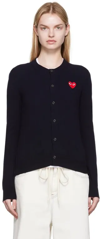 Comme des Garçons Play NavyHeart Patch Cardigan