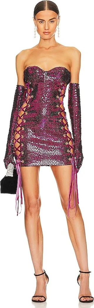 Juliette Lace Up Mini Dress & Gloves