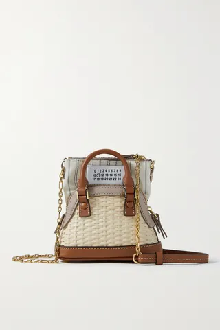 Maison Margiela - 5ac Baby Leather-trimmed Straw And Cotton-canvas Shoulder Bag - Ecru