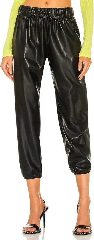 Vegan Leather Jogger in Black