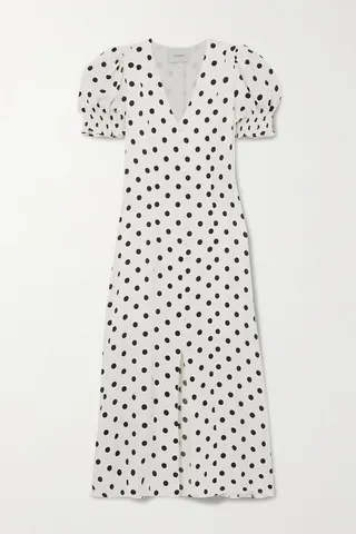 Sleeper - Bella Polka-dot Crepe Maxi Dress - White