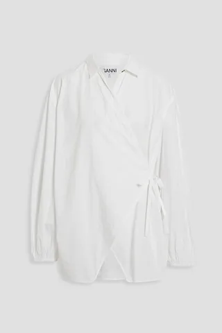 Cotton-poplin wrap blouse