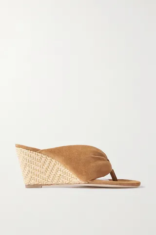 STAUD - Dahlia Suede Espadrille Wedge Sandals - Brown