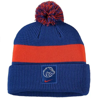 Men's Nike Royal Boise State Broncos Logo Sideline Cuffed Knit Hat with Pom