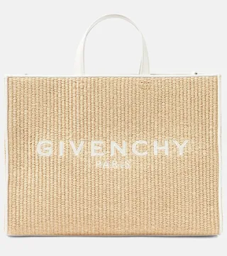 G Medium raffia tote bag