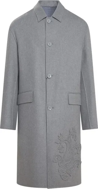 Etro Logo Patch Straight Hem Coat
